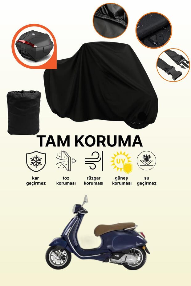 Black Rear Bag Compatible Vespa Primavera 150 Compatible Motorcycle Tarpaulin, Protective Cover