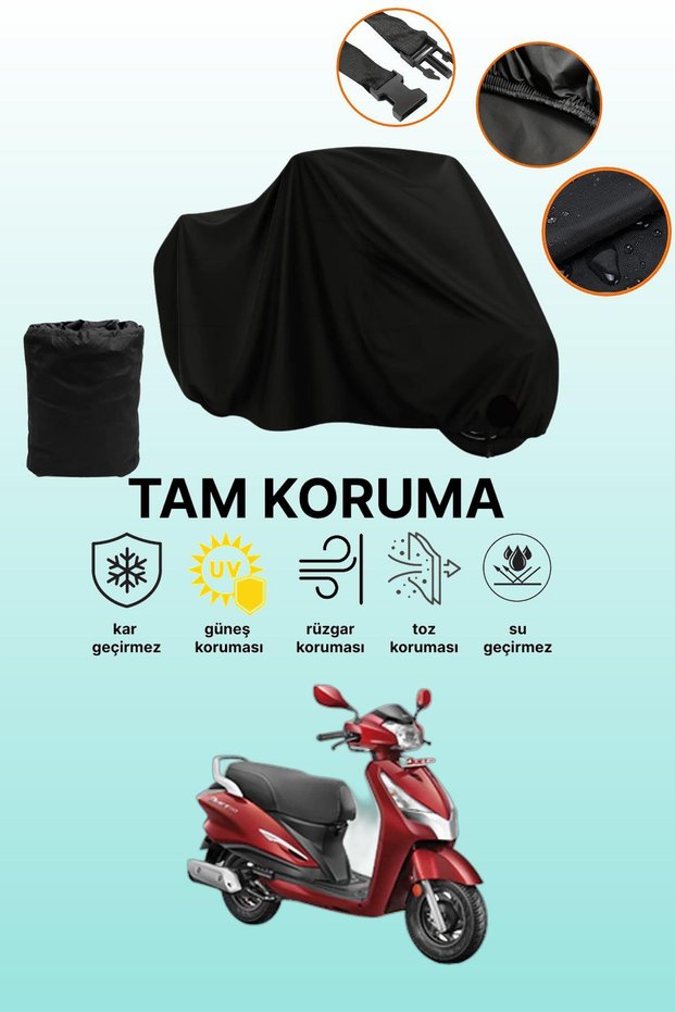 Black Rear Bag and Lock Mismatched Hero Duet 125 Compatible Motorcycle Tarpaulin