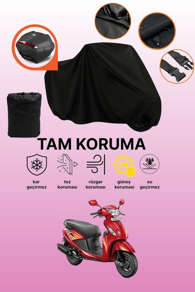 Black Rear Bag Compatible Hero Pleasure Compatible Motorcycle Tarpaulin, Protective Cover