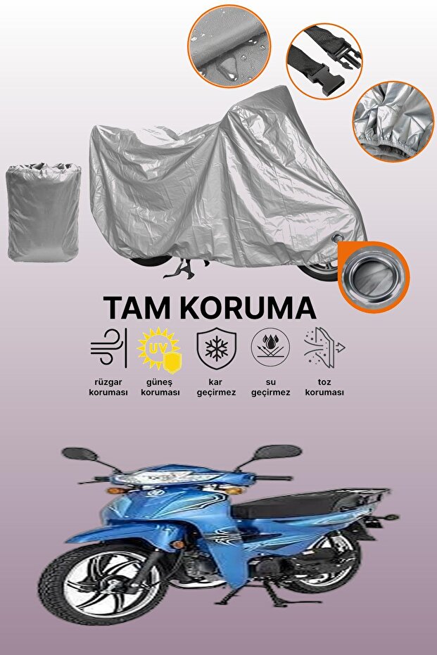 Gray Lock Compatible Bisan Shoppy 50 Compatible Motorcycle Tarpaulin, Protective Cover