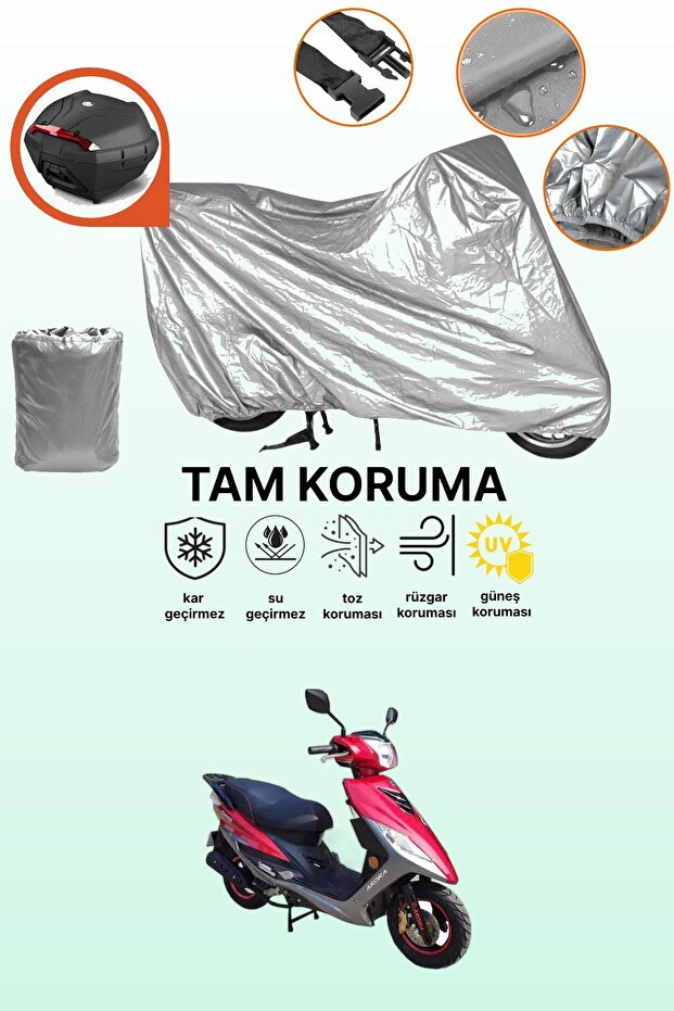 Gray Rear Bag Compatible Arora Ar 50-6 Capirossi Compatible Motorcycle Tarpaulin, Protective Cover