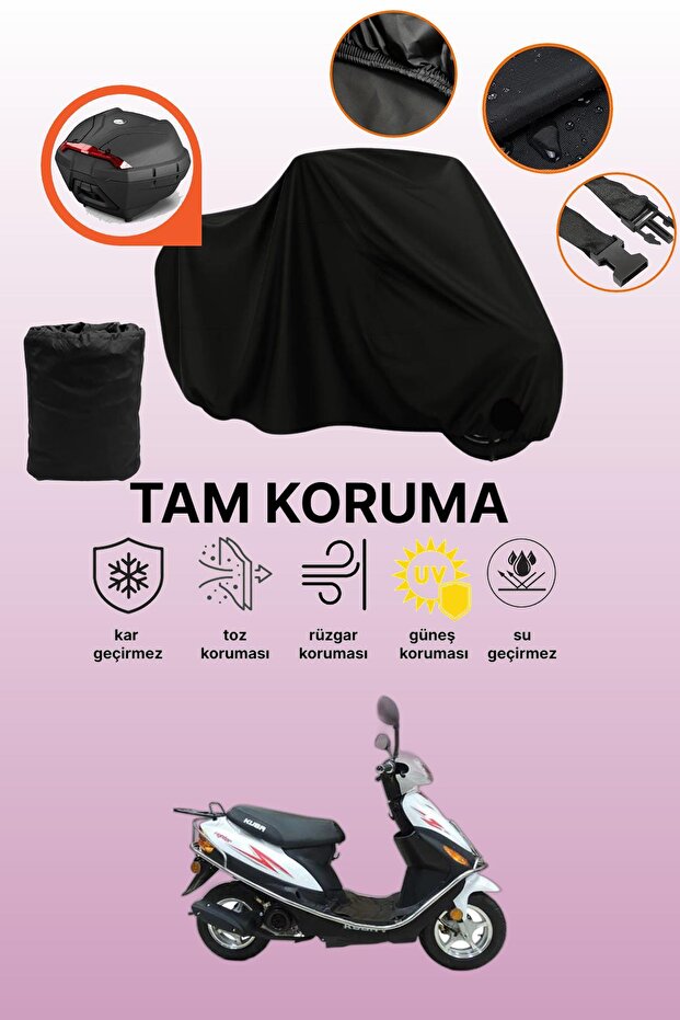 Black Rear Bag Compatible Kuba Fighter 80 Compatible Motorcycle Tarpaulin, Protective Cover