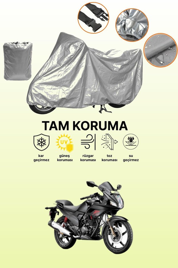 Gray Rear Bag and Lock Mismatched Hero Karizma Compatible Motorcycle Tarpaulin