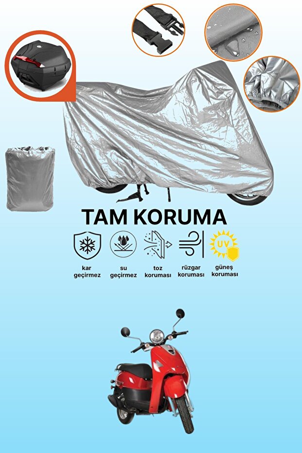 Gray Rear Bag Compatible with Kanuni Pony 50 Compatible Motorcycle Cover, Protective Cover
