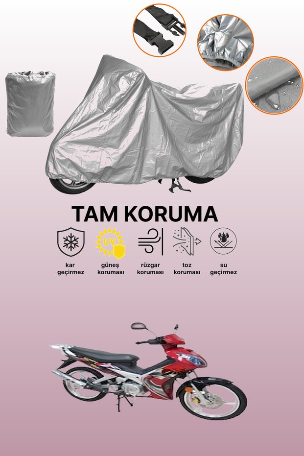 Gray Bisan Terra 125 Compatible Motorcycle Cover, Protective Cover, Motorbike Cover