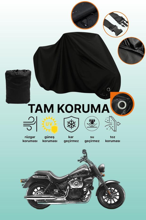 Black Lock Compatible Rks Blackster 250I Compatible Motorcycle Tarpaulin, Protective Cover