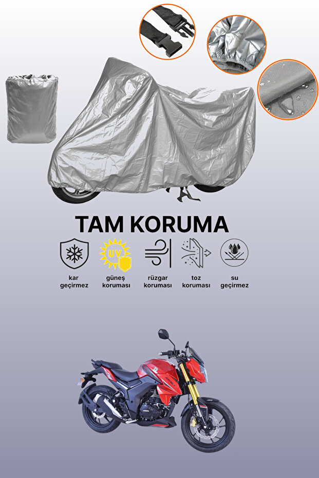 Gray Arora Ars 200 Compatible Motorcycle Tarpaulin, Protective Cover, Motor Tarpaulin