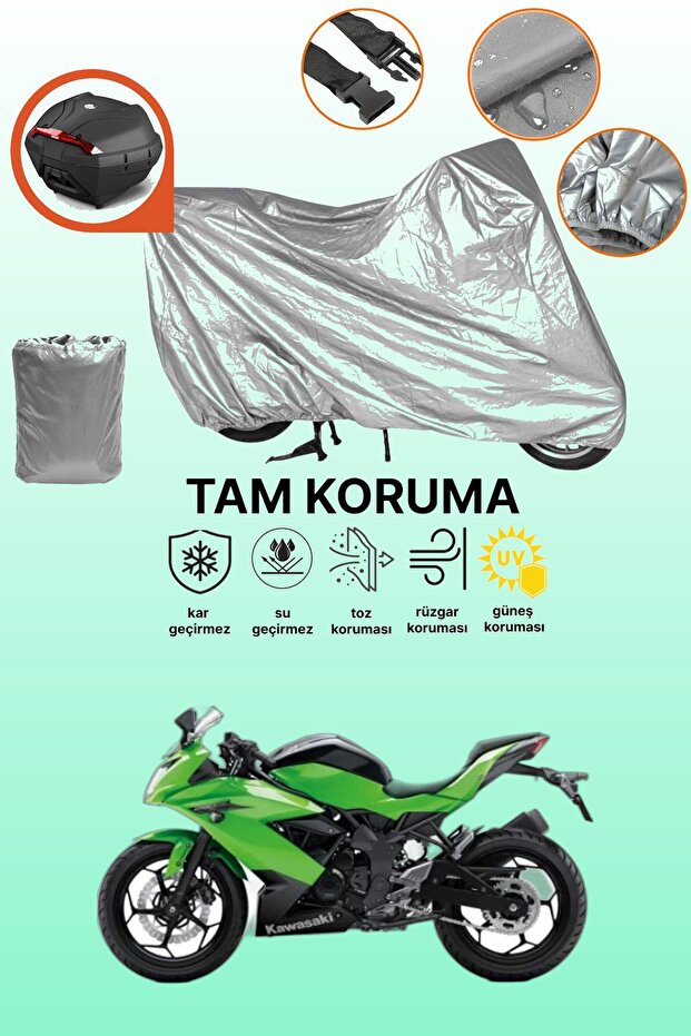 Gray Tail Bag Compatible Kawasaki Ninja 250Sl Compatible Motorcycle Tarpaulin, Protective Cover