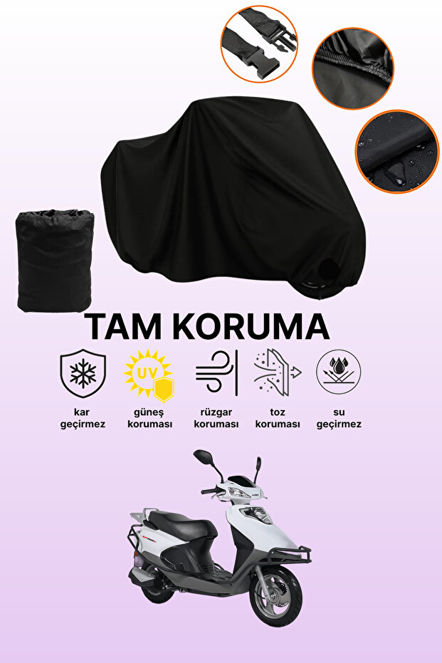Black Kuba Xf 110 Compatible Engine Tarpaulin, Protective Cover, Motorcycle Tarpaulin