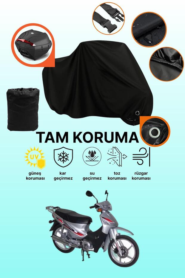 Black Lock and Tail Bag Compatible Mondial 100 Km Compatible Motorcycle Tarpaulin, Protective Cover