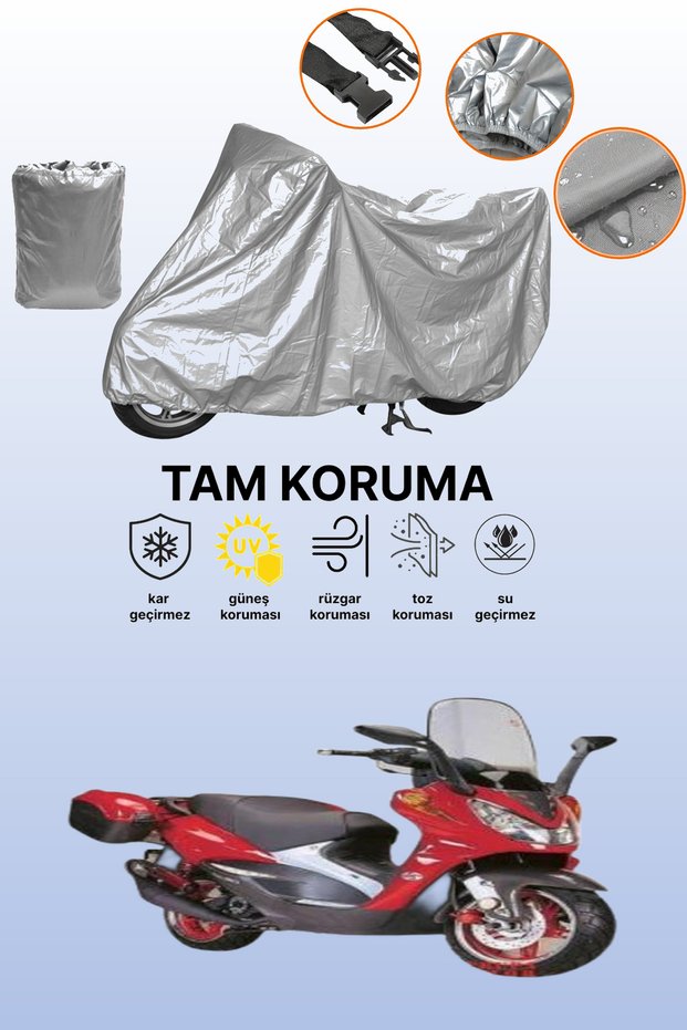Gray Steel Engine Martian 150 Compatible Motorcycle Cover, Protective Cover, Engine Cover