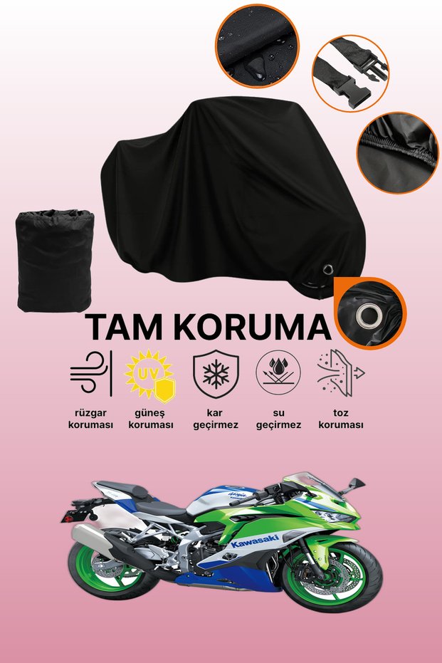 Black Lock Compatible Kawasaki Ninja Zx-4Rr 40. Year Compatible Motorcycle Tarpaulin, Protective Cover