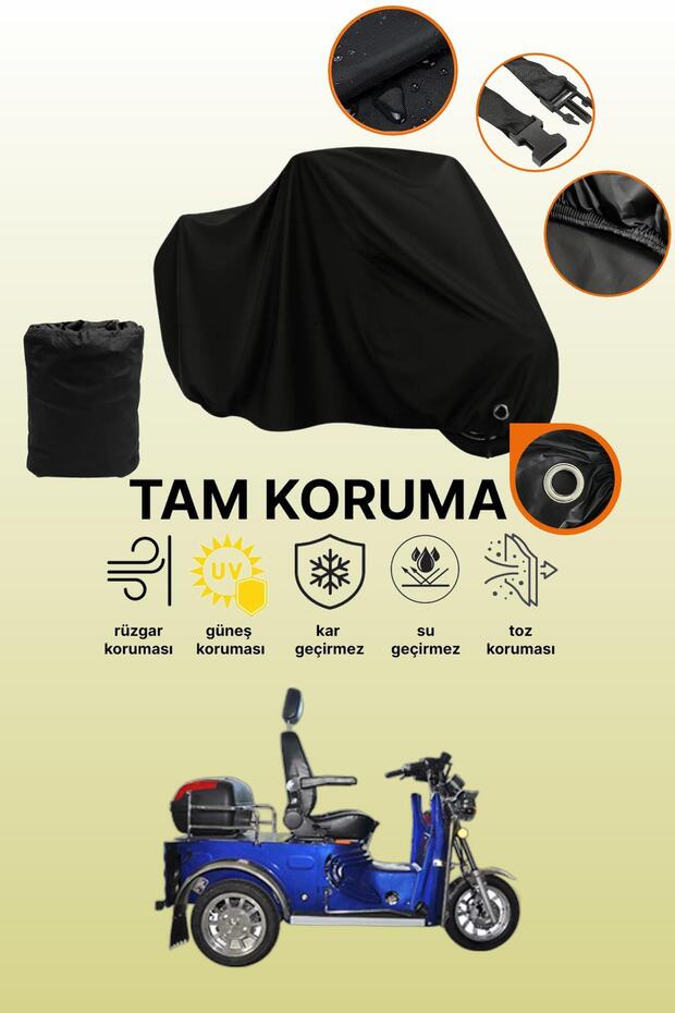 Black Lock Compatible Yuki Yk-25 Pony Compatible Motorcycle Tarpaulin, Protective Cover