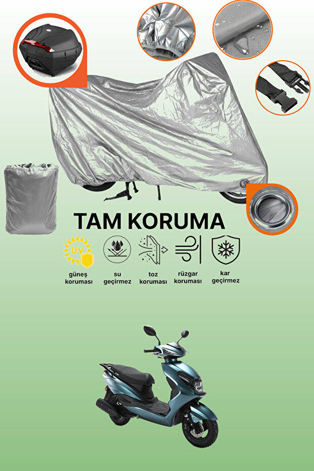 Gray Tail Bag and Lock Compatible Kuba Space 50 Compatible Motorcycle Tarpaulin
