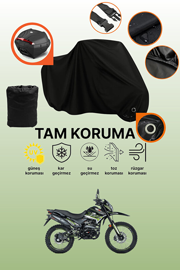 Black Lock and Tail Bag Compatible Rks Xvr250 Compatible Motorcycle Tarpaulin, Protective Cover