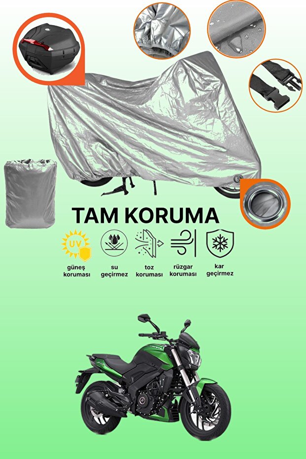 Gray Lock and Tail Bag Compatible Bajaj Dominar 400 Ug Compatible Motorcycle Tarpaulin, Protection Cover