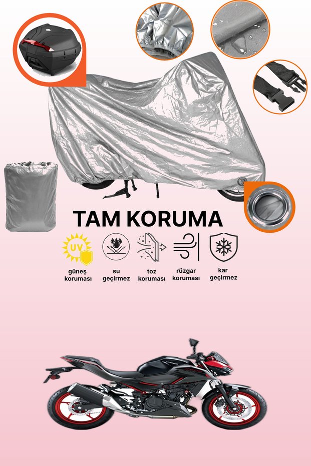 Gray Tail Bag and Lock Compatible Kawasaki Z 500 Se Compatible Motorcycle Tarpaulin