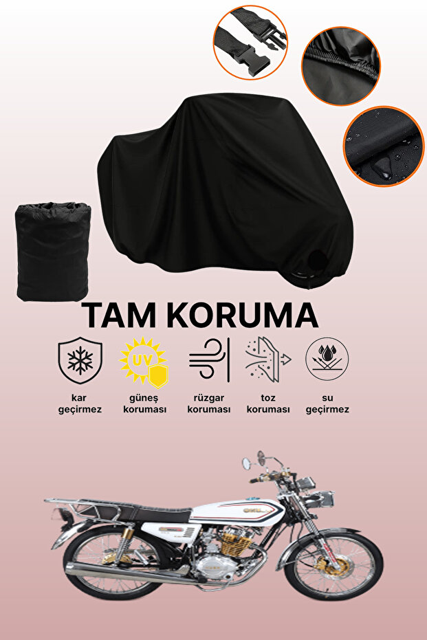 Black Rear Bag and Lock Incompatible Kuba Cheetah 125R Max Compatible Motorcycle Tarpaulin