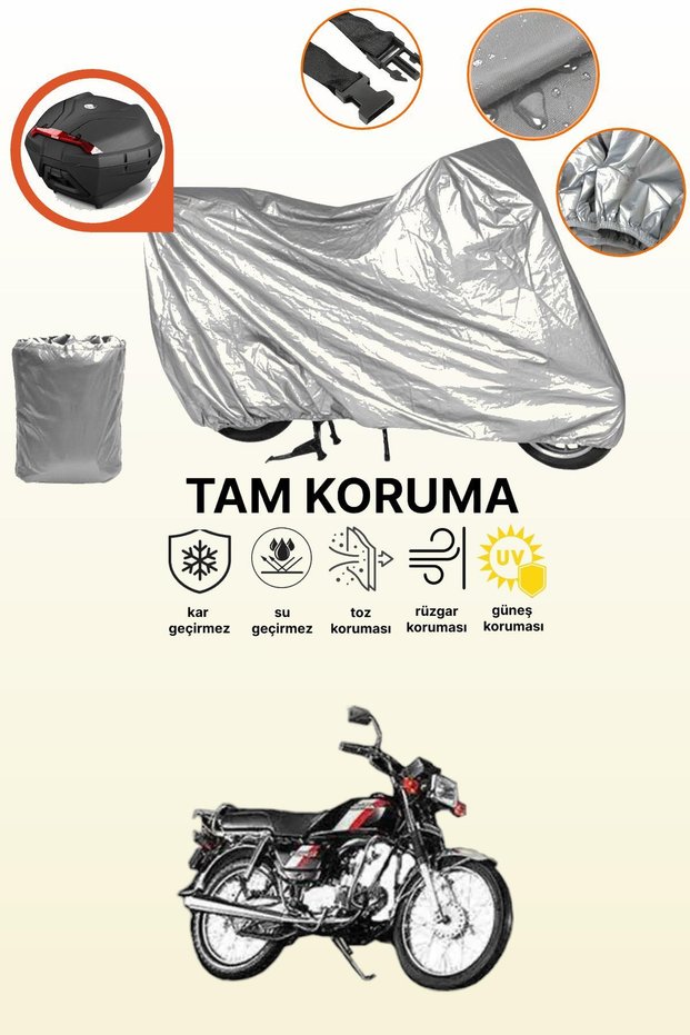 Gray Rear Bag Compatible Honda Hero 100 Compatible Motorcycle Tarpaulin, Protective Cover