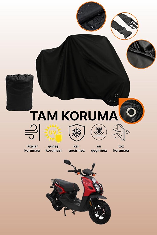 Black Lock Compatible Mondial 150 Argent Compatible Motorcycle Tarpaulin, Protective Cover