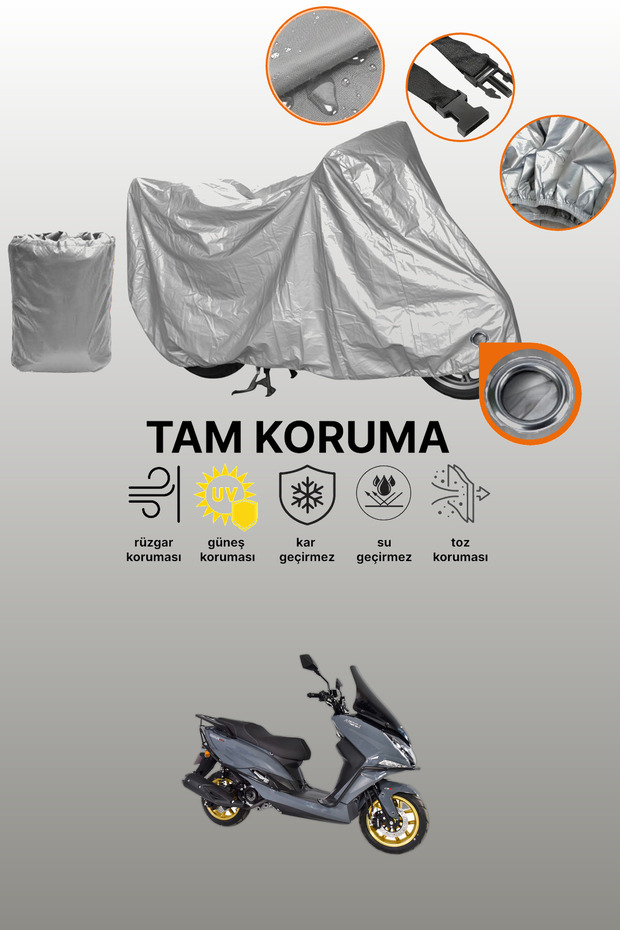 Gray Lock Compatible Arora Safari Pro Compatible Motorcycle Tarpaulin, Protective Cover