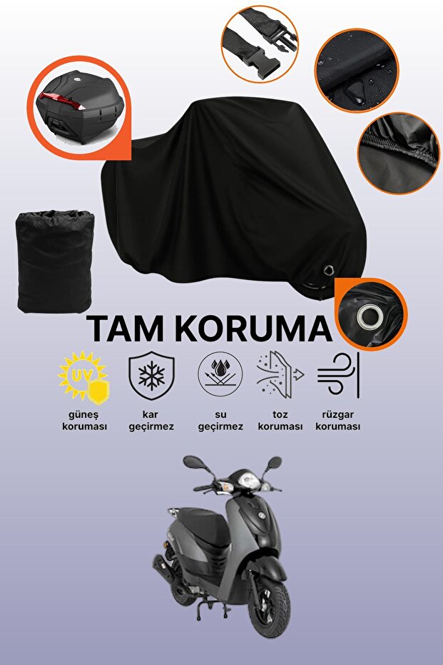 Black Lock and Tail Bag Compatible Mondial 50 Beestreet Compatible Motorcycle Tarpaulin, Protective Cover