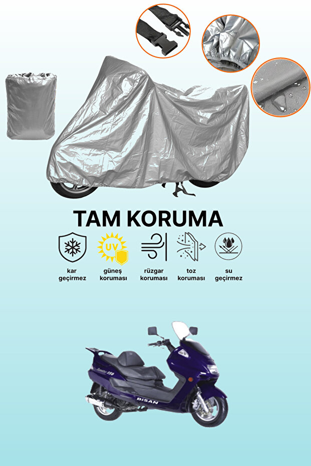 Gray Bisan Santana 125 Compatible Motorcycle Cover, Protective Cover, Engine Cover