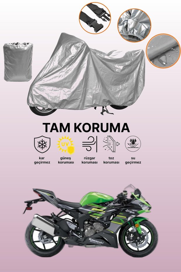 Gray Kawasaki Ninja Zx-6R Compatible Motorcycle Cover, Protective Cover, Motor Cover