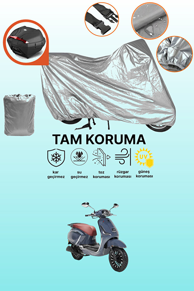 Gray Rear Bag Compatible Rks Dark Blue 125 Compatible Motorcycle Cover, Protective Cover