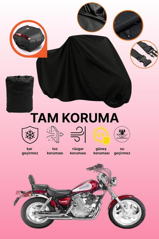 Black Rear Bag Compatible Keeway Super Shadow 250 Compatible Motorcycle Tarpaulin, Protective Cover