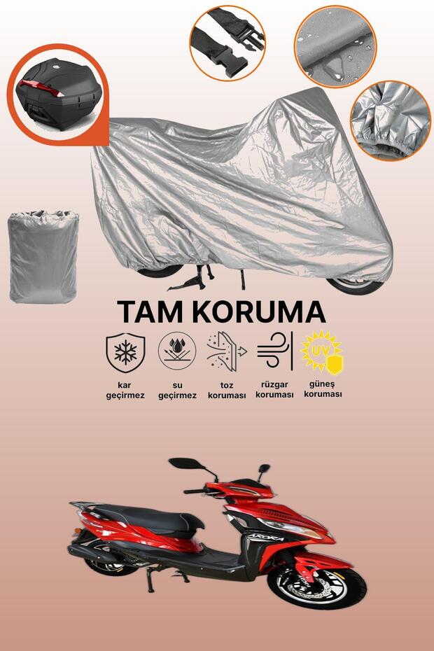 Gray Rear Bag Compatible Arora Verano Ar 125-25 Compatible Motorcycle Tarpaulin, Protective Cover