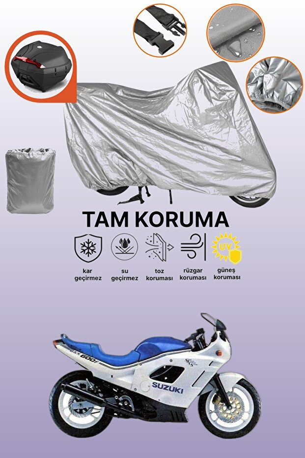 Gray Tail Bag Compatible Suzuki Gsx 600 F Compatible Motorcycle Tarpaulin, Protective Cover