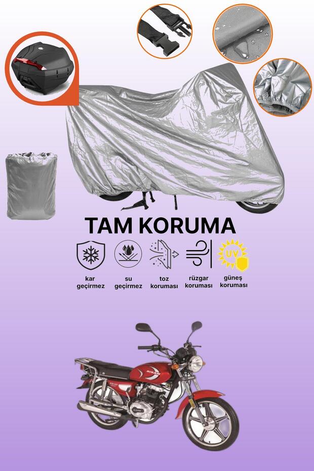 Gray Rear Bag Compatible Bisan Toprak Wrc 125 Compatible Motorcycle Tarpaulin, Protective Cover
