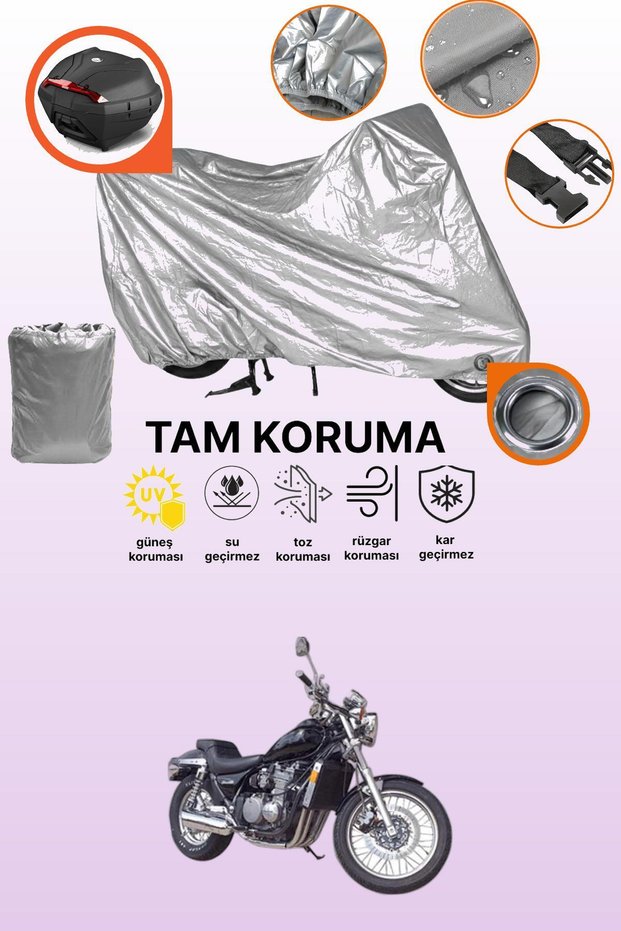 Gray Lock and Tail Bag Compatible Kawasaki Zl 600 Compatible Motorcycle Tarpaulin, Protection Cover