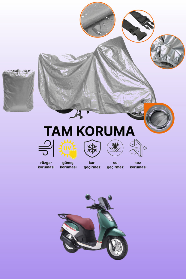 Gray Lock Compatible Arora Gemma 125 Compatible Motorcycle Cover, Protective Cover