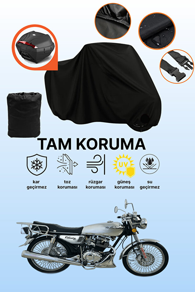 Black Rear Bag Compatible Kuba Filinta 200 Compatible Motorcycle Tarpaulin, Protective Cover