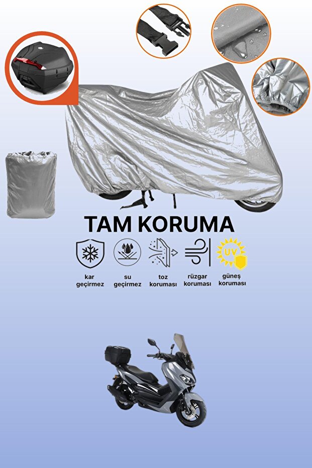 Gray Rear Bag Compatible Kuba Novax 200 Compatible Motorcycle Cover, Protective Cover