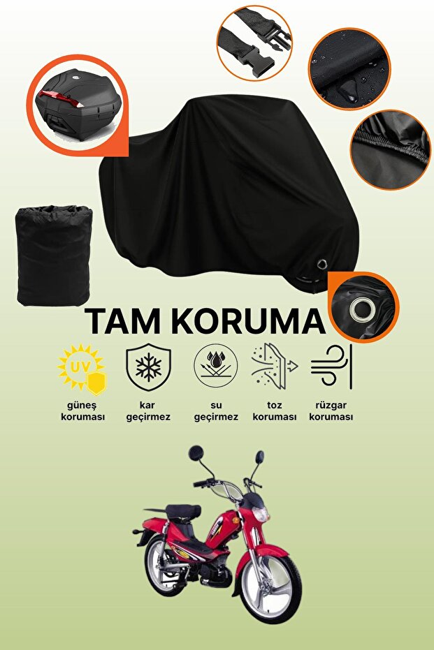 Black Lock and Tail Bag Compatible Yamaha Galaxy Compatible Motorcycle Tarpaulin, Protective Cover