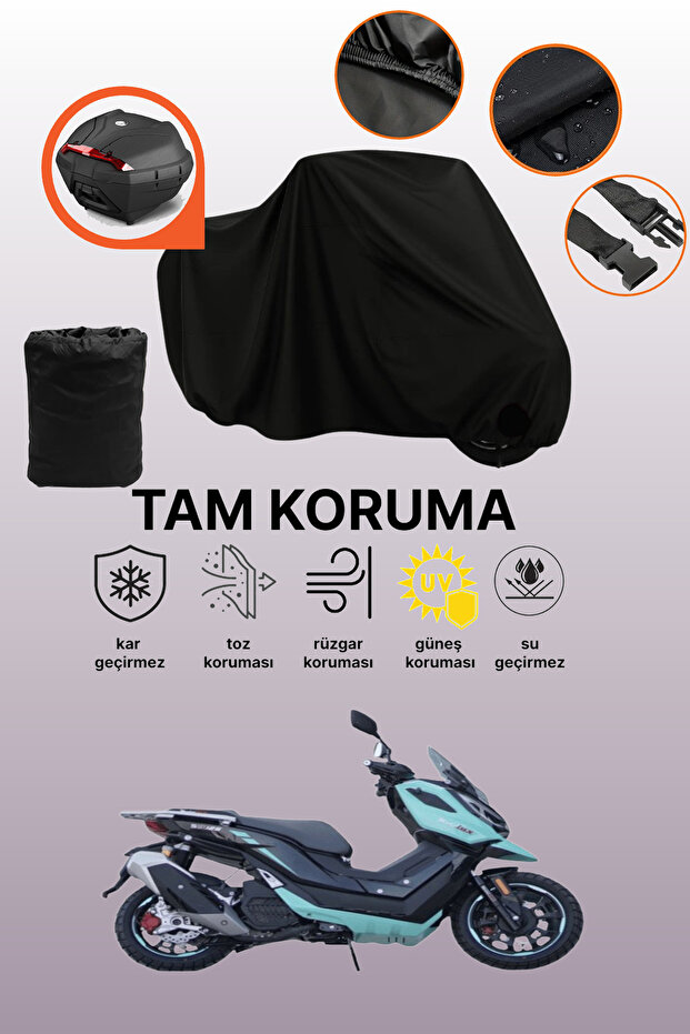 Motolux Sst 125 Compatible Motorcycle Tarpaulin Compatible with Black Rear Bag