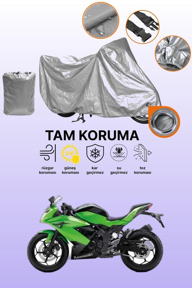 Gray Lock Compatible Kawasaki Ninja 250Sl Compatible Motorcycle Tarpaulin, Protective Cover