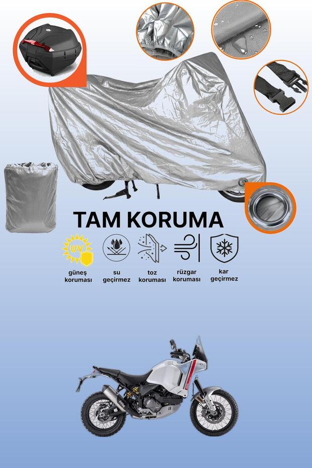 Gray Lock and Tail Bag Compatible Ducati Desertx Compatible Motorcycle Tarpaulin, Protection Cover