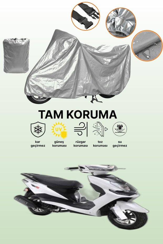 Gray Rks Pesaro 125 Compatible Motorcycle Tarpaulin, Protective Cover, Motor Tarpaulin