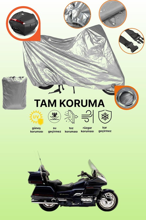 Grey Lock and Tail Bag Compatible Honda Goldwing Gl 1500 Se Compatible Motorcycle Tarpaulin, Protection Cover