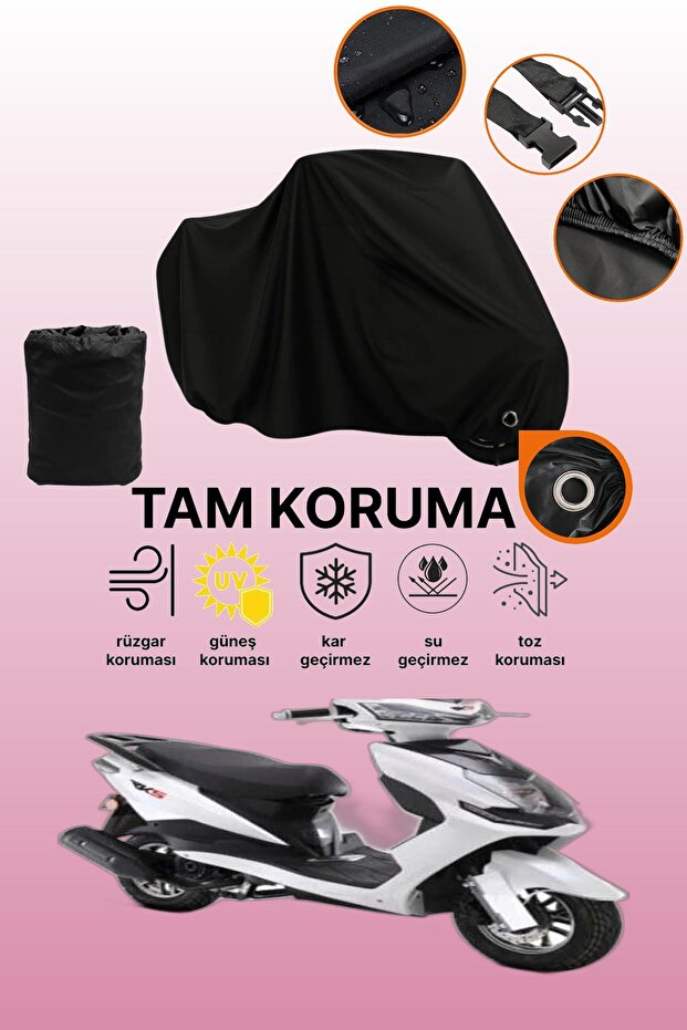 Black Lock Compatible Rks Pesaro 125 Compatible Motorcycle Tarpaulin, Protective Cover