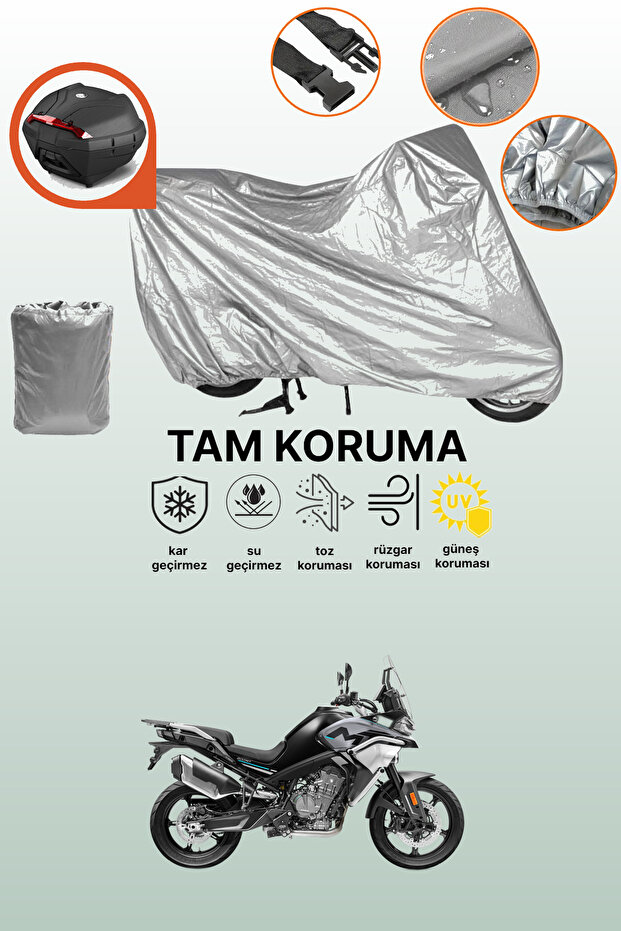 Gray Rear Bag Compatible Cfmoto 800Mt Sport Compatible Motorcycle Tarpaulin, Protective Cover