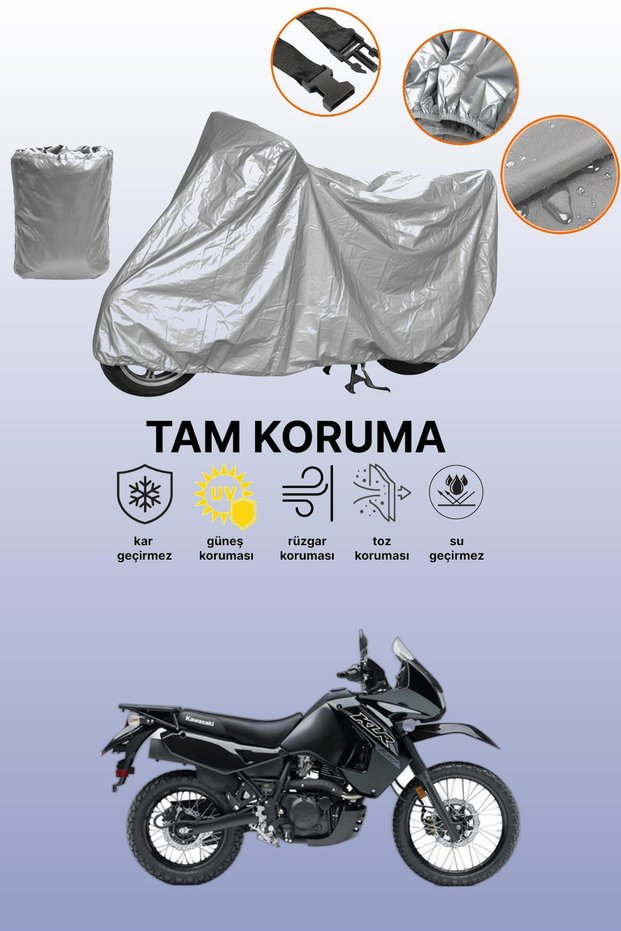 Grey Kawasaki Klr 650 Compatible Motorcycle Tarpaulin, Protective Cover, Motor Tarpaulin