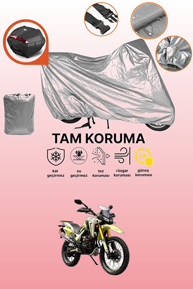 Gray Rear Bag Compatible Arora Cr250 Compatible Motorcycle Tarpaulin, Protective Cover