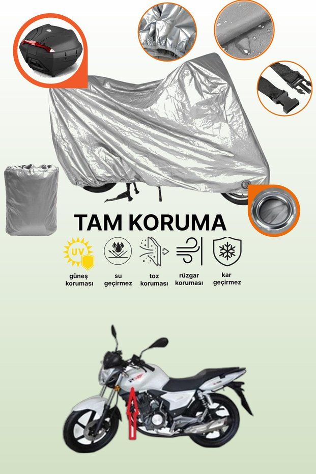 Gray Lock and Tail Bag Compatible Rks Titanic 150-R Compatible Motorcycle Tarpaulin, Protection Cover
