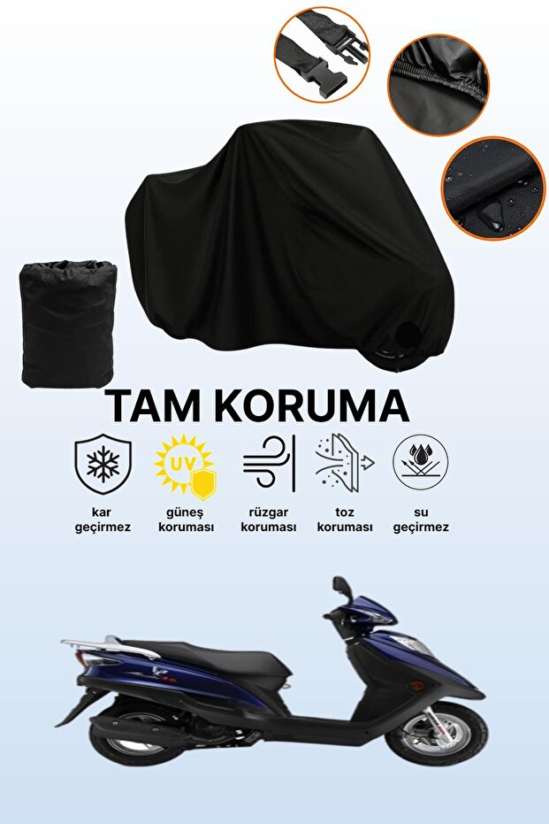 Black Tail Bag and Lock Non-Matching Haojin Sunny 125t Compatible Motorcycle Tarpaulin