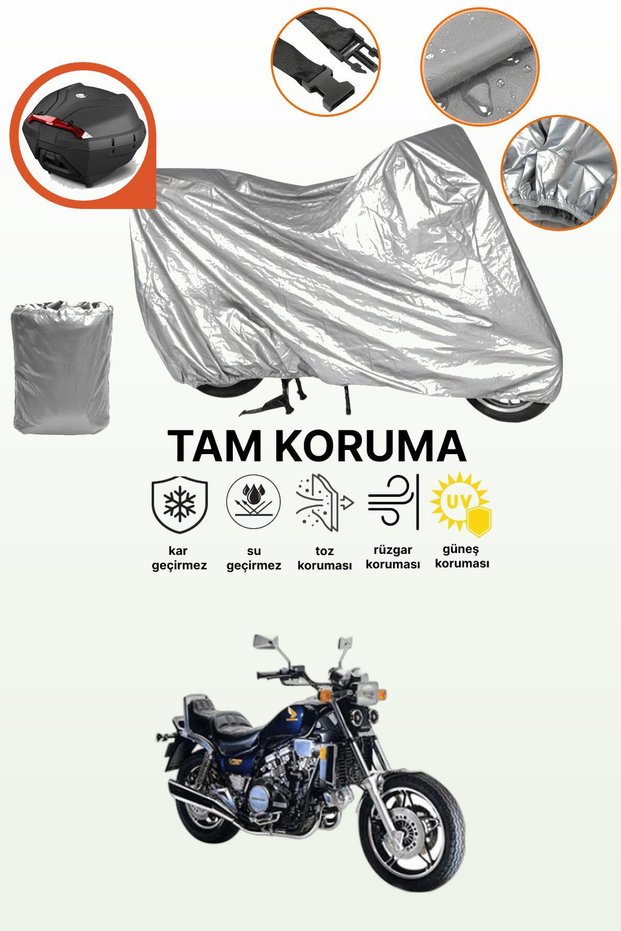 Motorcycle Tarpaulin Compatible with Honda Vf 1100 Magna Compatible with Grey Rear Bag